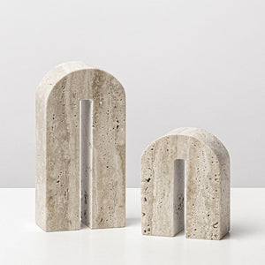 Open image in slideshow, Travertine Stone &#39;U&#39; Bookends
