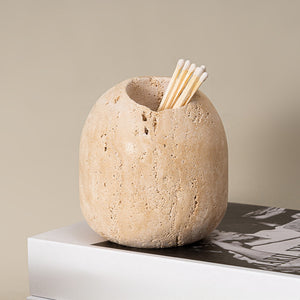 Travertine Stone Match Holder Sumac Store