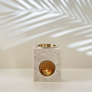 Squared Travertine Stone Oil Burner Sumac Store