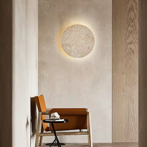 Travertine Stone Moon Sconce Sumac Store 23cm White